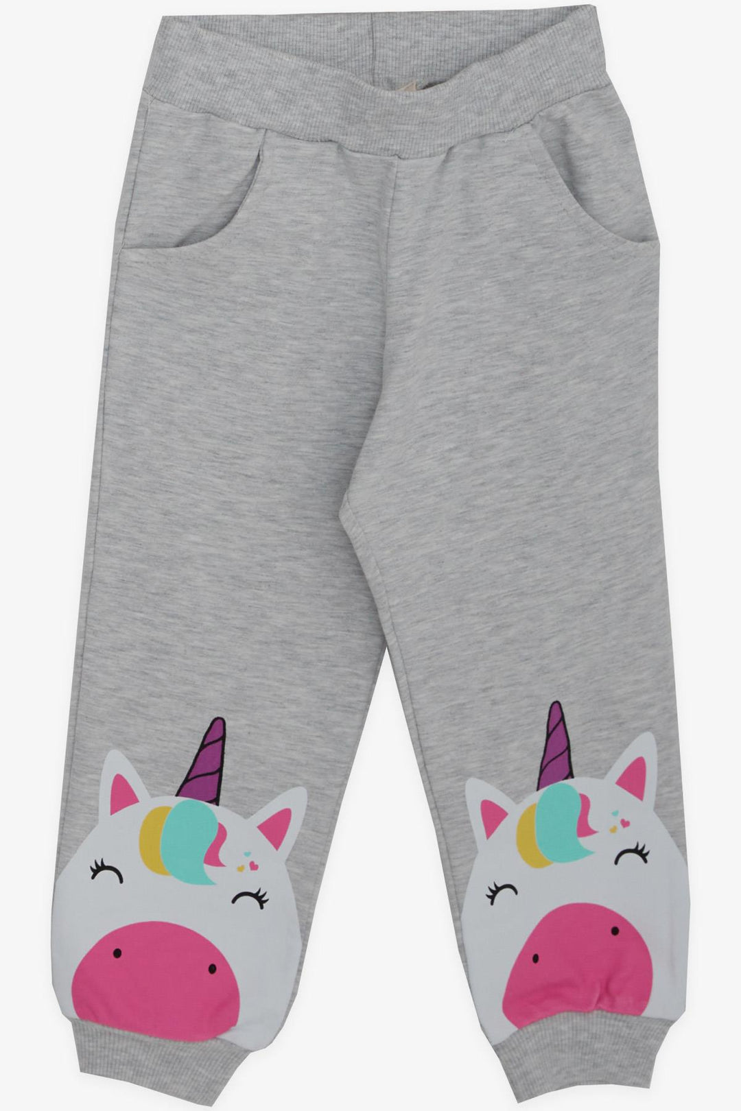 BRE Breeze Girl Child Tracksuit Unicorn Printed 1-4 Years, Light Grey Melange - Miami