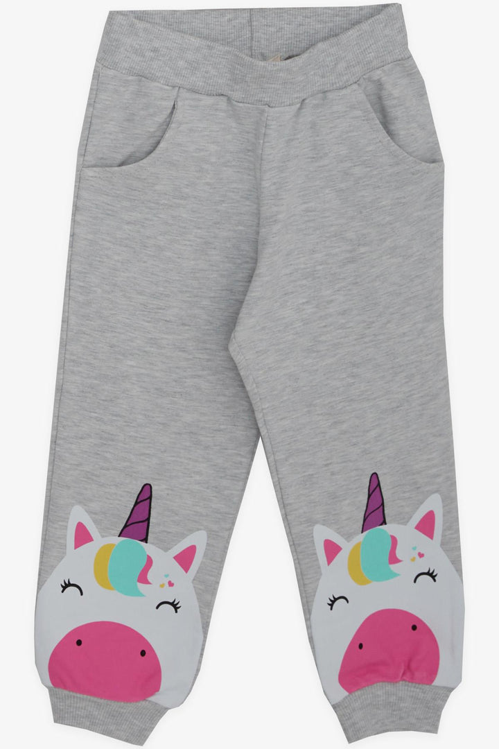 BRE Breeze Girl Child Tracksuit Unicorn Printed 1-4 Years, Light Grey Melange - Miami