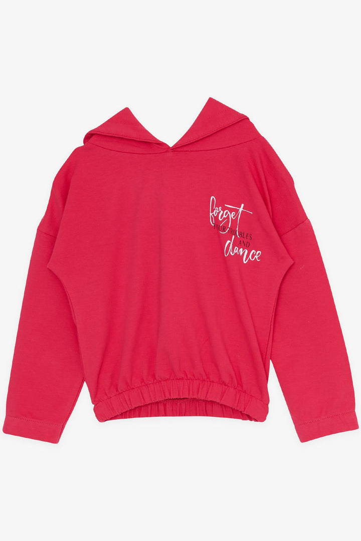 BRE Breeze Girl Child Tracksuit Set with Printed Hooded Pocket 3-7 Years, Fuchsia - Hollywood