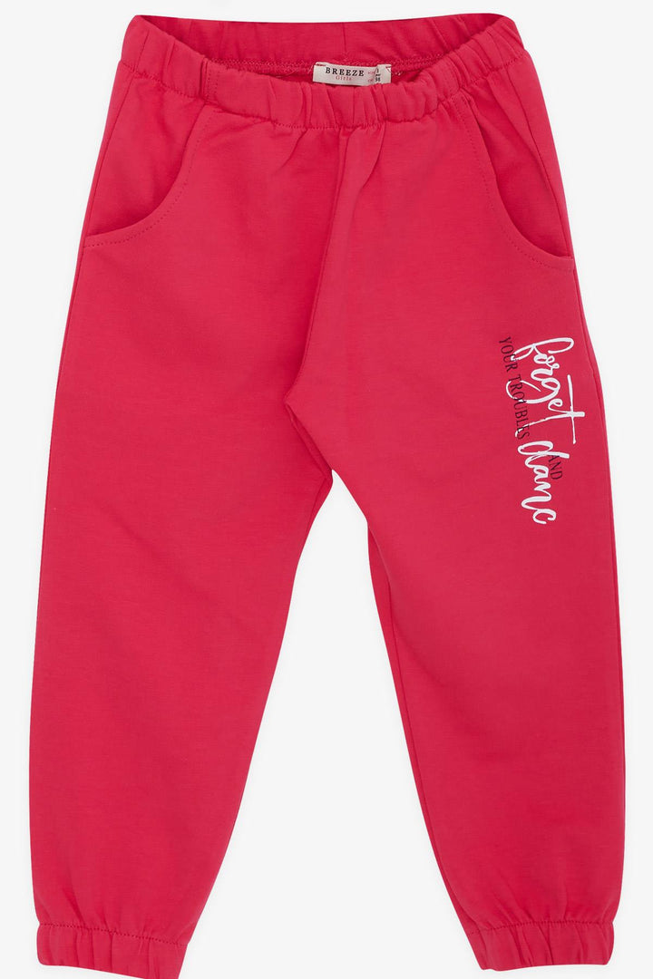 BRE Breeze Girl Child Tracksuit Set with Printed Hooded Pocket 3-7 Years, Fuchsia - Hollywood
