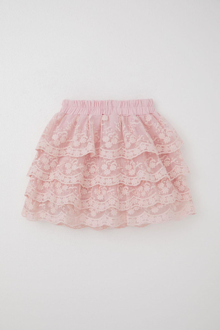 BRE Breeze Girl's Skirt with Lace Bow Embellished Embroidery, 50 Years, Pink - Ciudad Benito Juárez