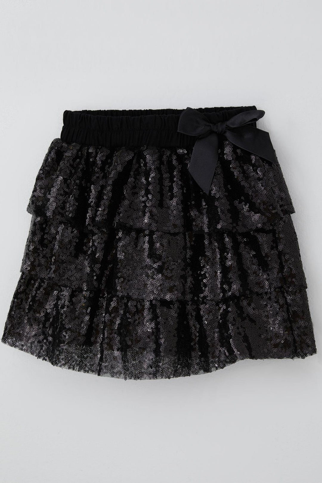 BRE Breeze Girl's Layered Skirt with Sequins and Bow Detail, 50 Years, Black - La Chaux-de-Fonds