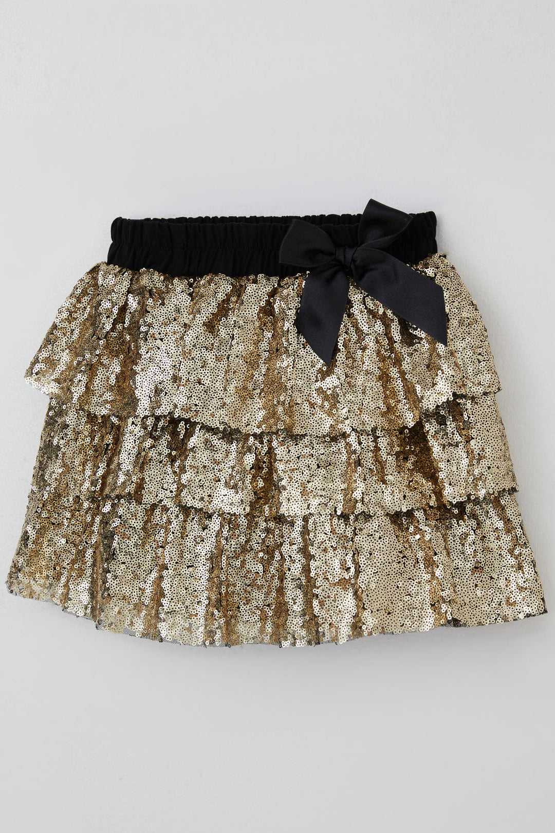 BRE Breeze Girl's Layered Skirt with Sequins and Bow Accessories, 50 Years, Gold - Hürth