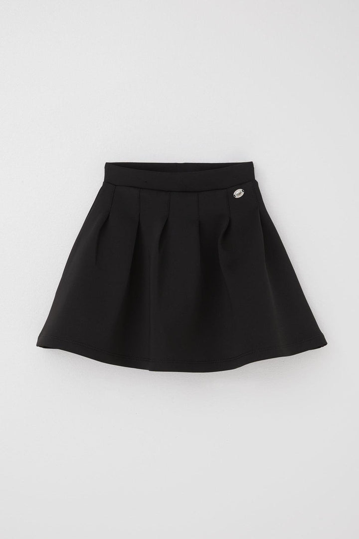 BRE Breeze Girl's Skirt with Ruffle Detail and Emblem, 84 Years, Black - Texcoco