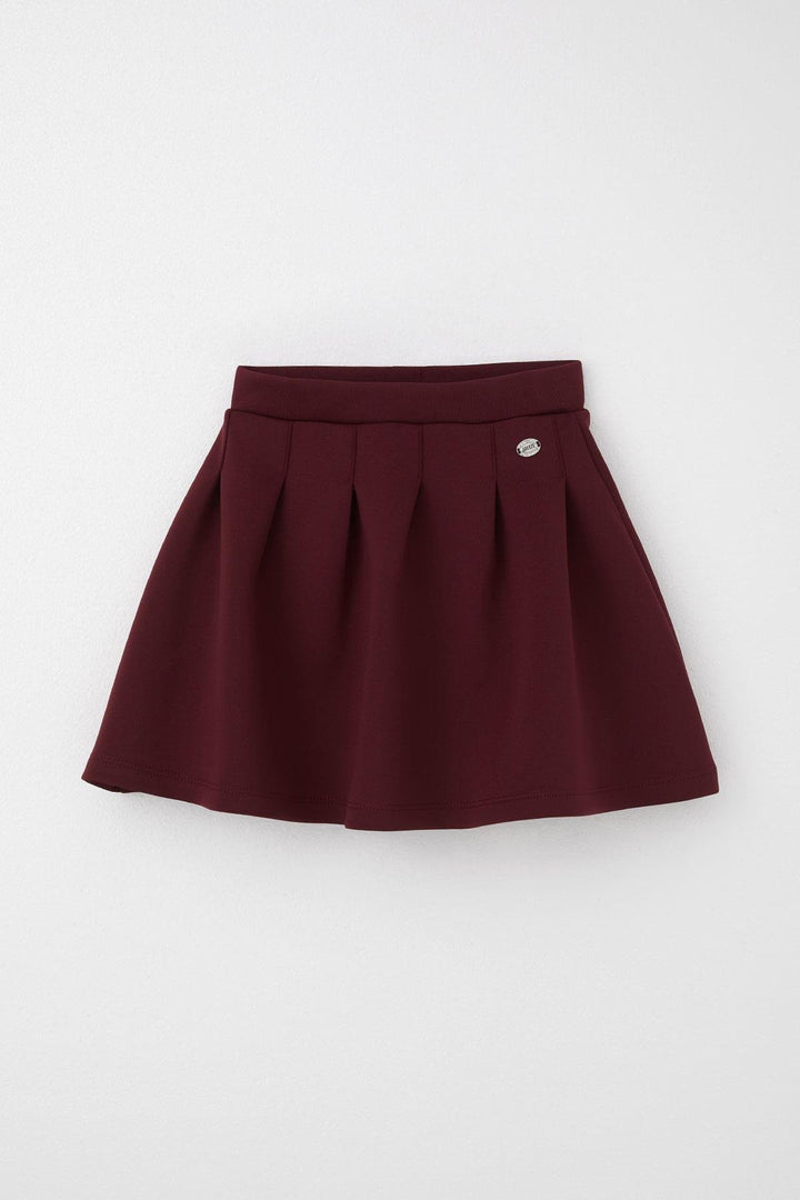 BRE Breeze Girl's Skirt with Ruffle Detail and Emblem, 84 Years, Burgundy - Rock Island