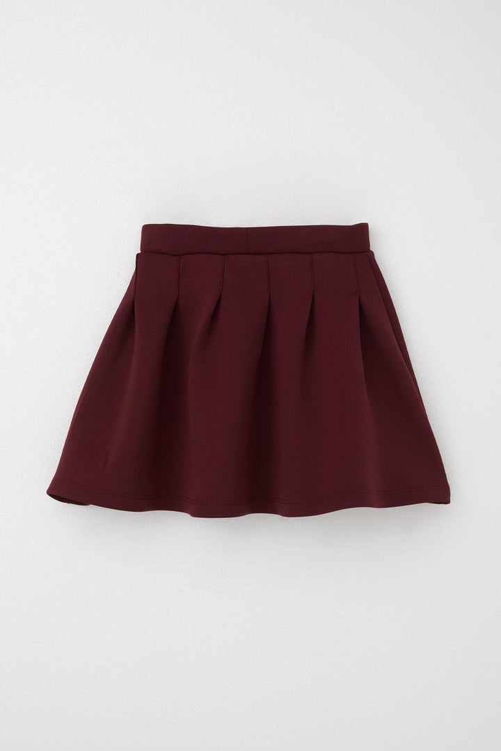 BRE Breeze Girl's Skirt with Ruffle Detail and Emblem, 84 Years, Burgundy - Rock Island