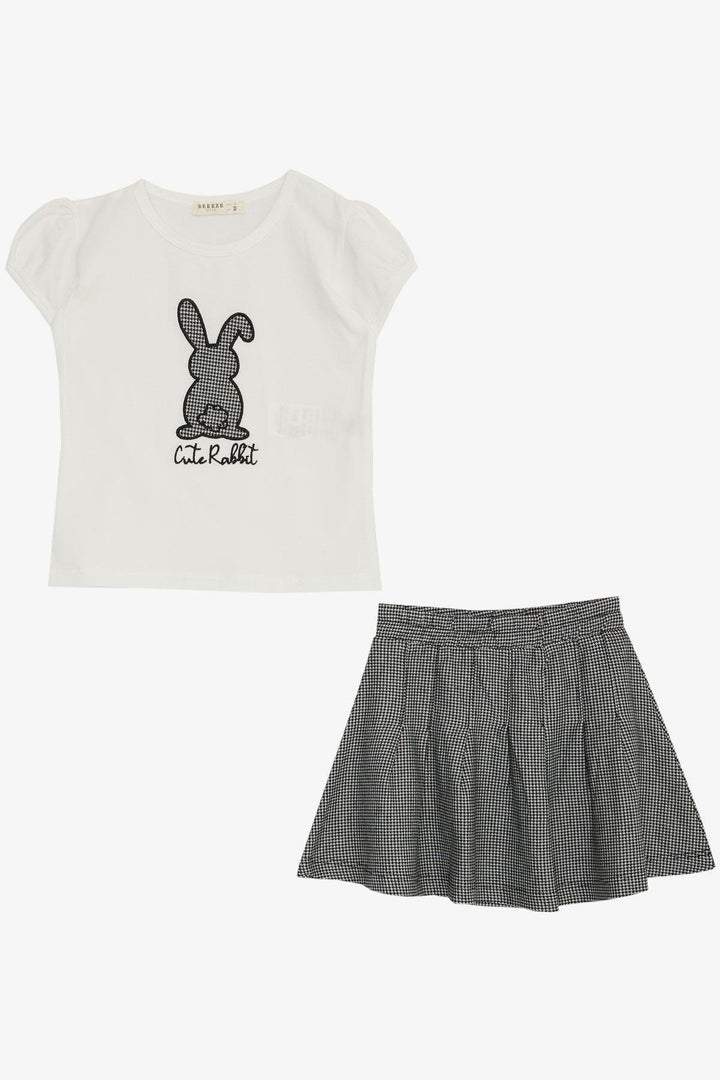 BRE Breeze Girl Child Skirt Suit Cute Bunny Printed 3-8 Years, Ecru - Chihuahua
