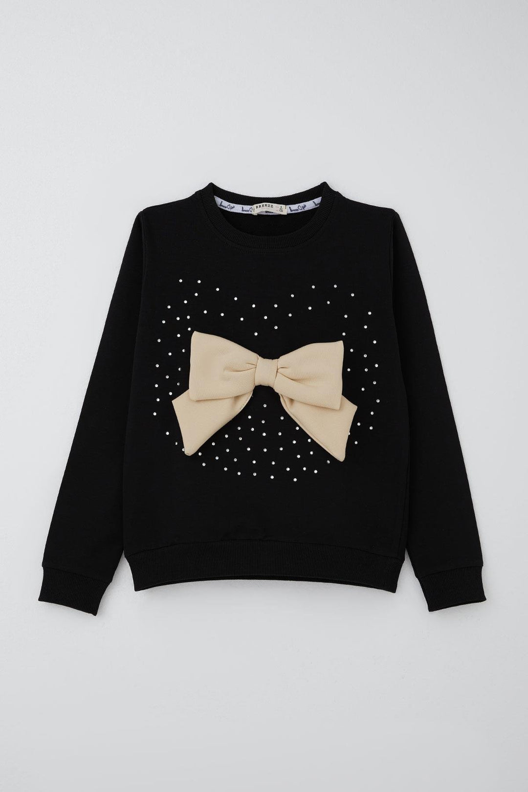 BRE Breeze Girl Child Skirt Suit with Stone Embroidery and Bow Accessory, 62 Years, Black - Killeen