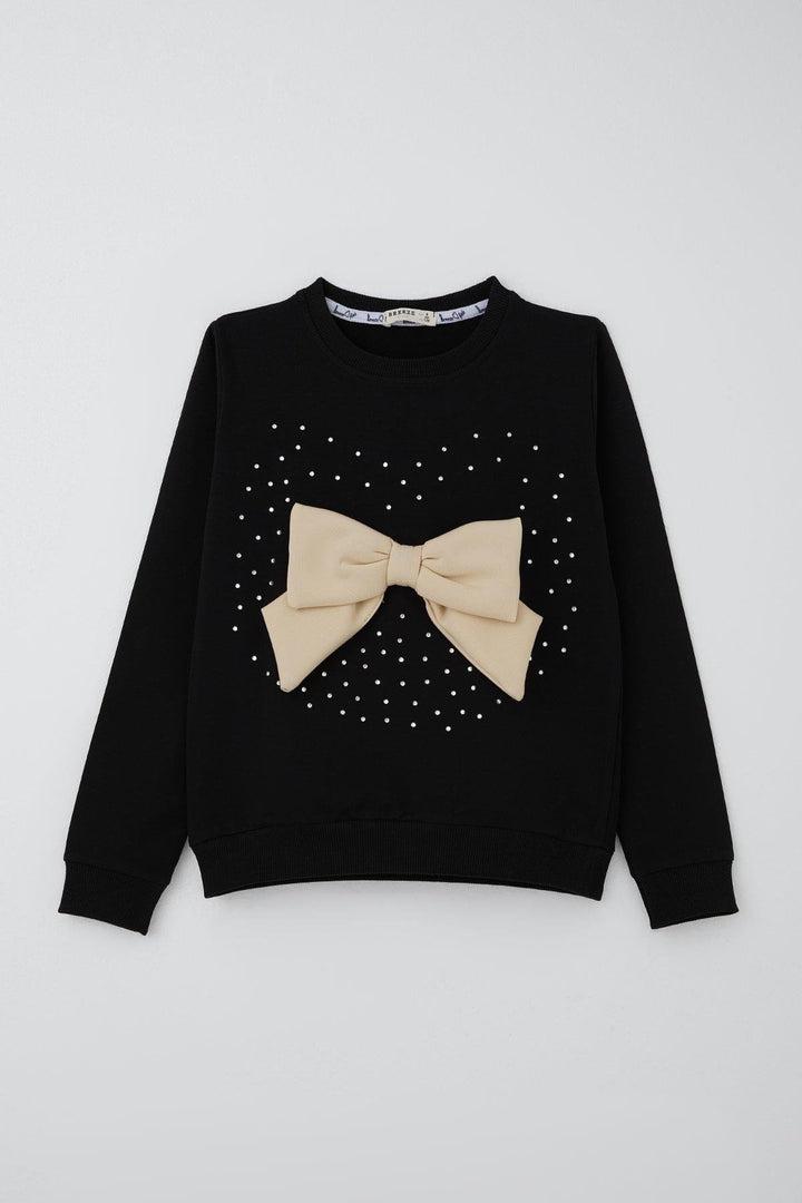 BRE Breeze Girl Child Skirt Suit with Stone Embroidery and Bow Accessory, 62 Years, Black - Killeen