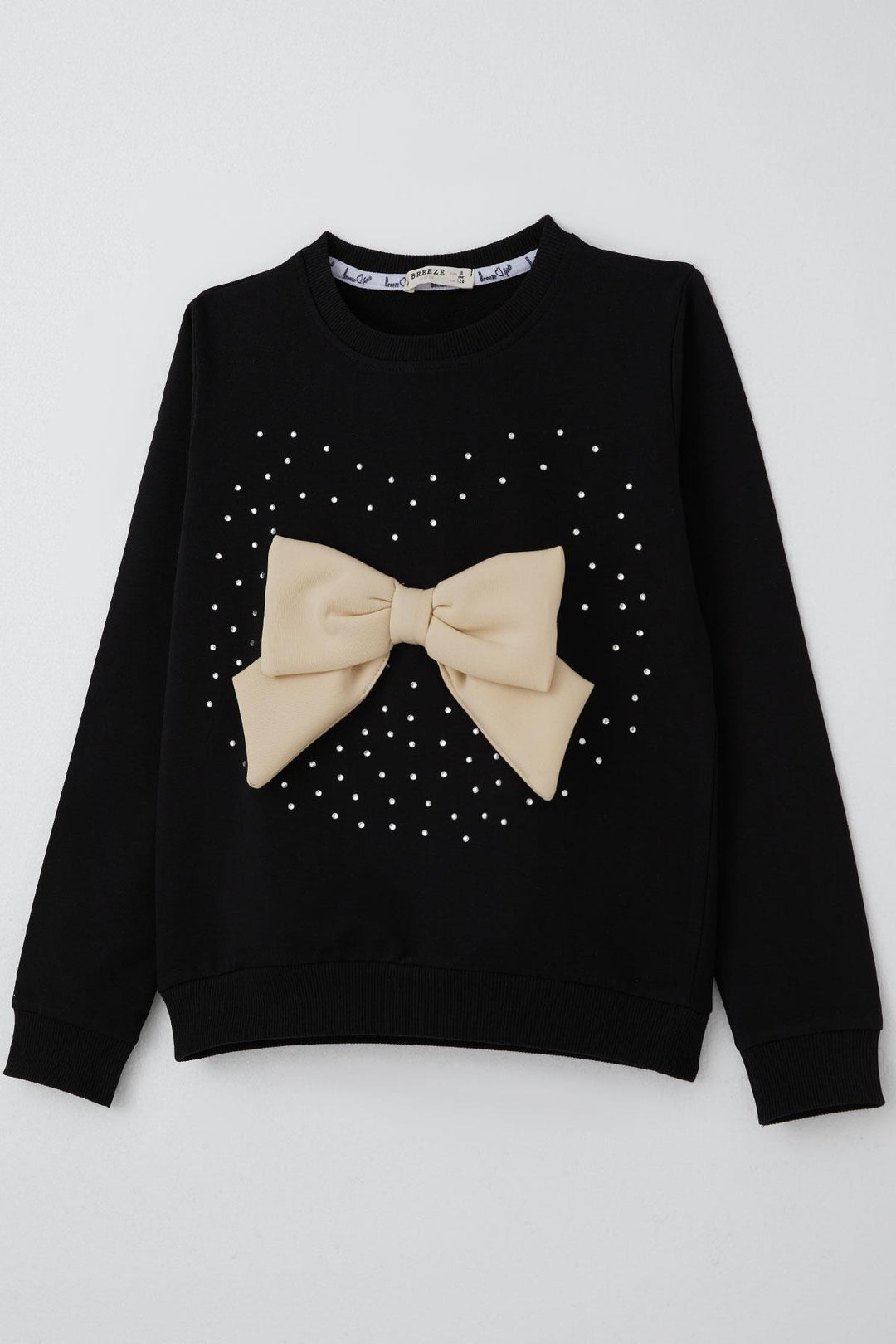 BRE Breeze Girl Child Skirt Suit with Stone Embroidery and Bow Accessory, 62 Years, Black - Killeen