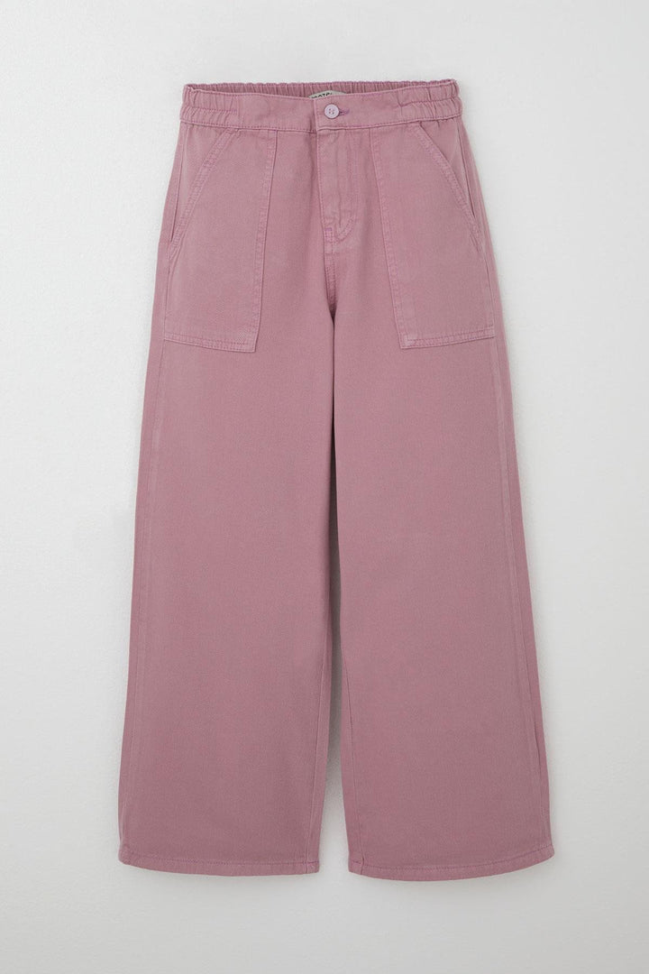BRE Breeze Girl's Gabardine Pants Wide Leg Elastic Waist 5-9 Years, Pink - Brianka