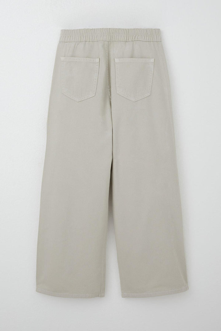 BRE Breeze Girl's Gabardine Pants Wide Leg Elastic Waist 5-9 Years, Stone - Aalst