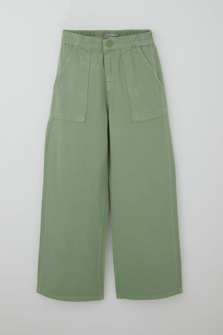 BRE Breeze Girls' Gabardine Pants Wide Leg Elastic Waist 104 Years, Mint Green - Aprilia