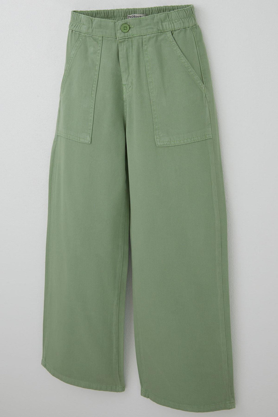 BRE Breeze Girls' Gabardine Pants Wide Leg Elastic Waist 104 Years, Mint Green - Aprilia
