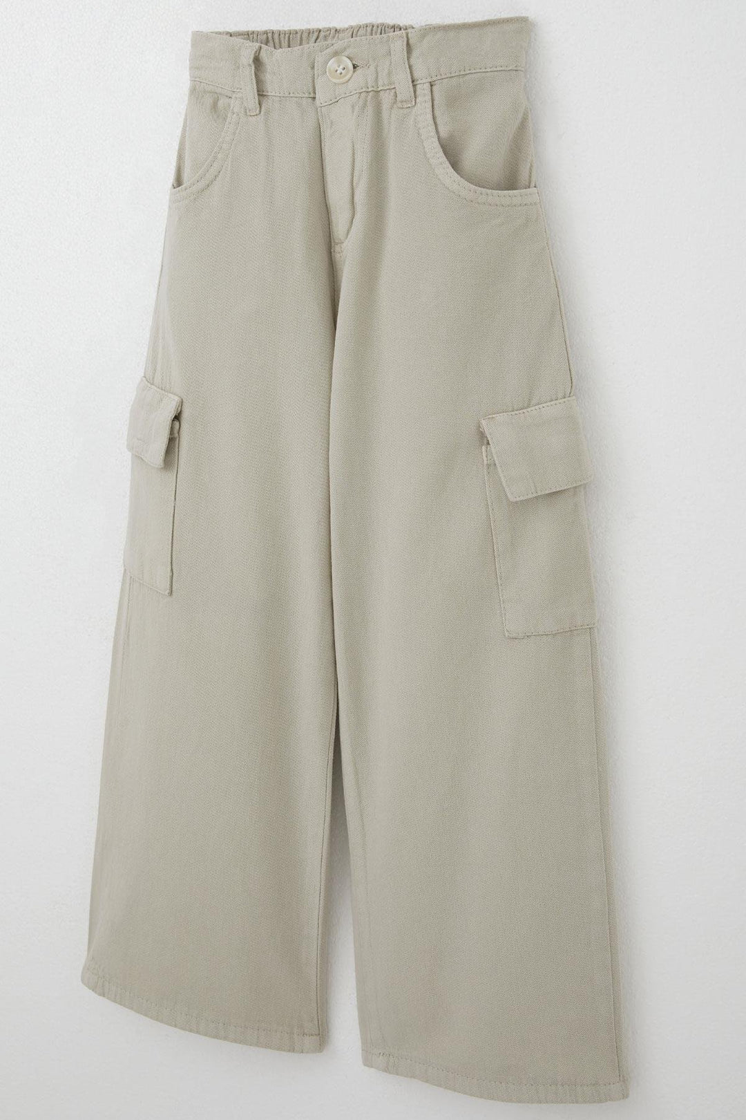 BRE Breeze Girl's Gabardine Pants with Cargo Pockets Detail, 54 Years, Stone - Orsha