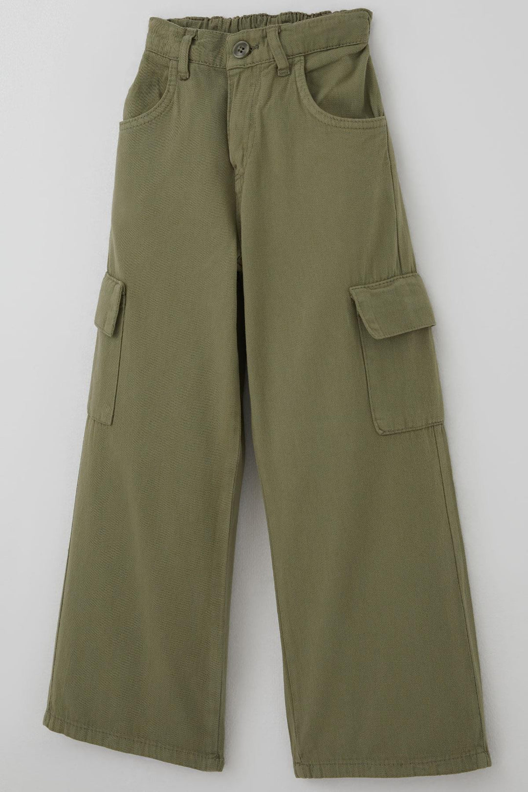 BRE Breeze Girl's Gabardine Pants with Cargo Pockets Detail, 54 Years, Khaki Green - New Braunfels