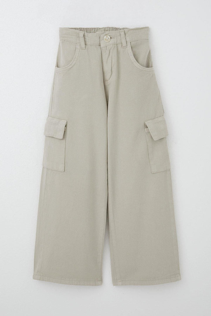 BRE Breeze Girl's Gabardine Pants with Cargo Pockets Detail, 54 Years, Stone - Orsha