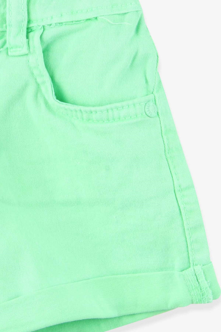 BRE Breeze Girl's Gabardine Shorts with Anklet, 3-8 Years, Neon Green - Brant