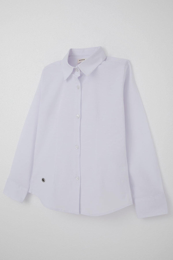 BRE Breeze Girl's Shirt with Waist Detail and Buttoned Arm Detail, White, 82 Years - Kakhovka