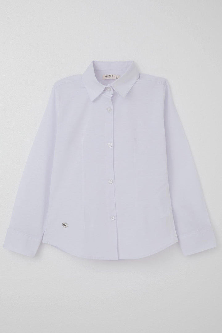BRE Breeze Girl's Shirt with Waist Detail and Buttoned Arm Detail, White, 82 Years - Kakhovka