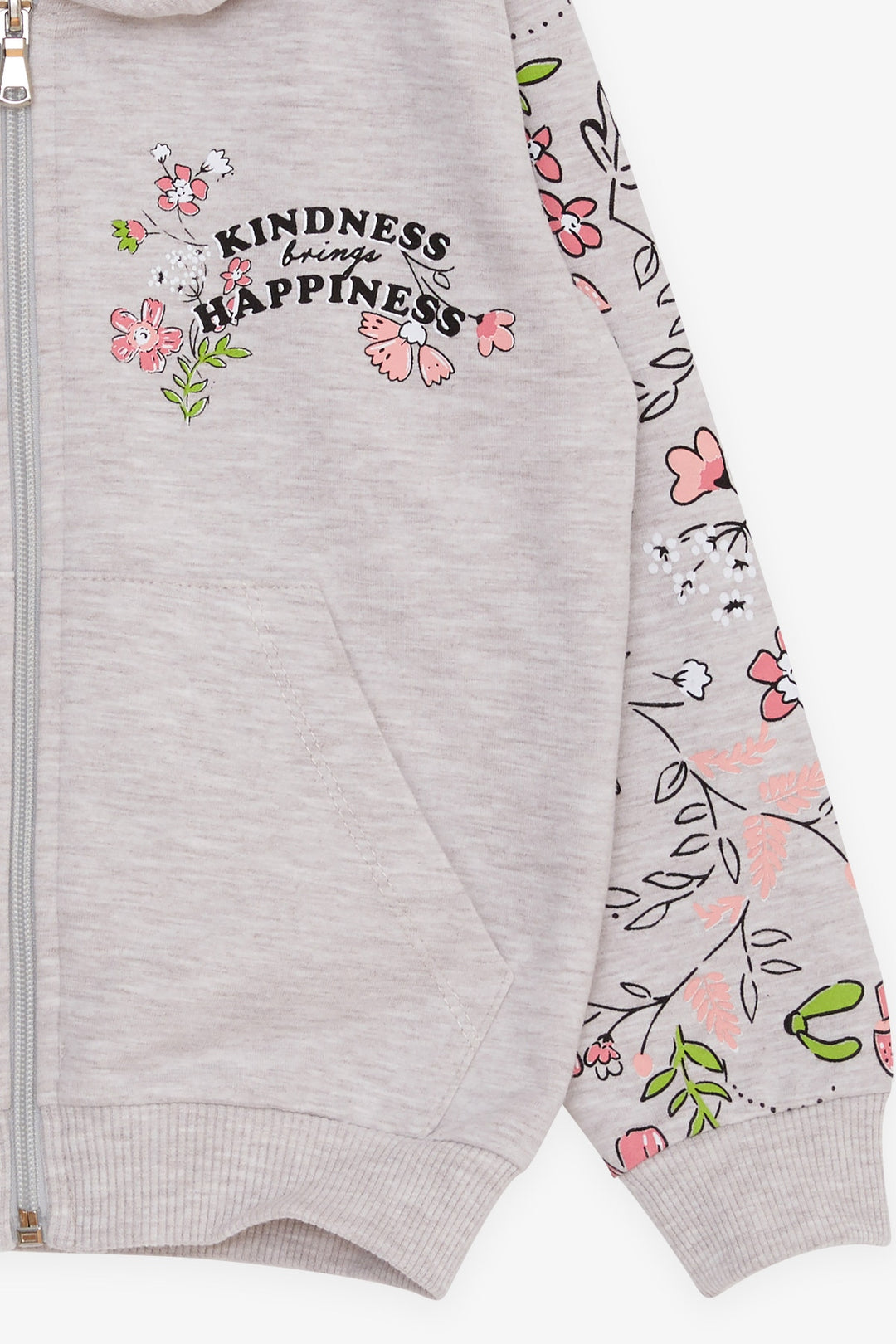 BRE Breeze Girl's Cardigan Flower Printed 1-4 Years, Beige Melange - L’Aquila