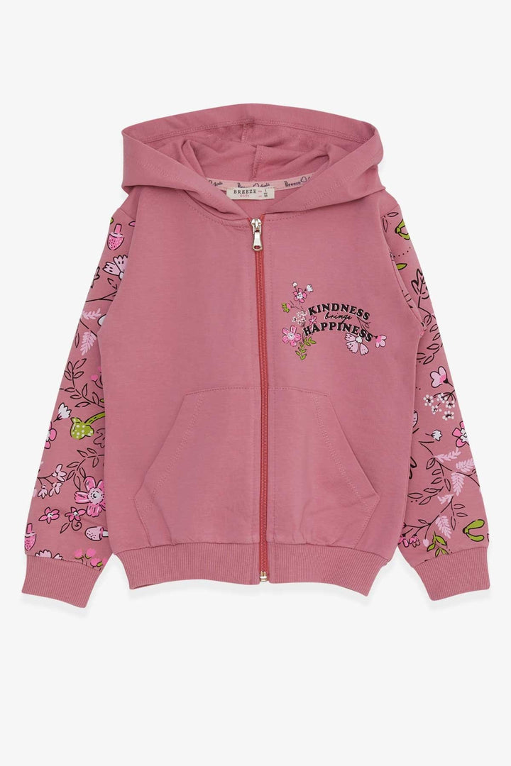 BRE Breeze Girl's Cardigan Flower Printed 1-4 Years, Rose Pink - Weert