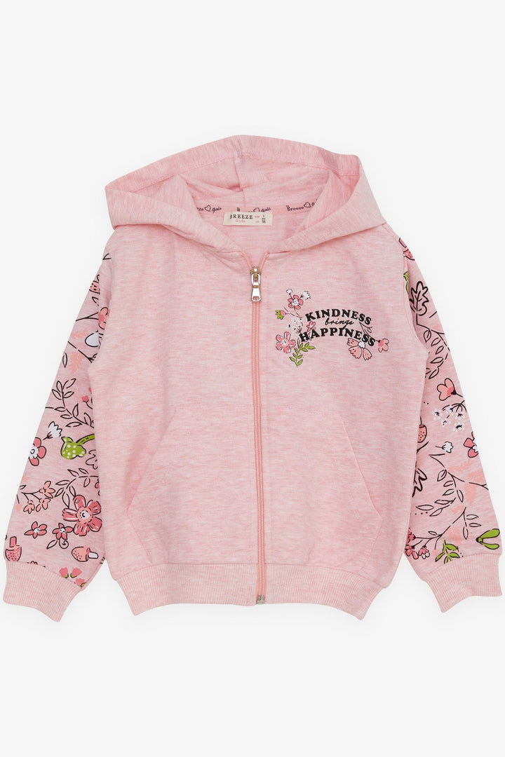 BRE Breeze Girl's Cardigan Flower Printed 1-4 Years, Salmon Melange - Hürth