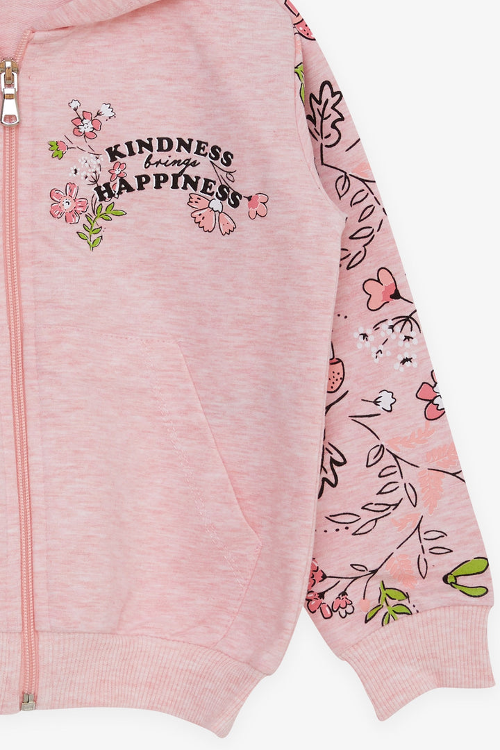BRE Breeze Girl's Cardigan Flower Printed 1-4 Years, Salmon Melange - Hürth