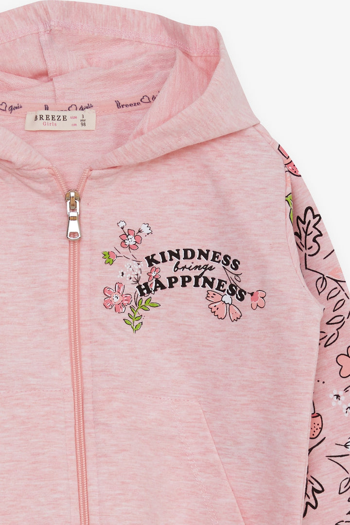 BRE Breeze Girl's Cardigan Flower Printed 1-4 Years, Salmon Melange - Hürth