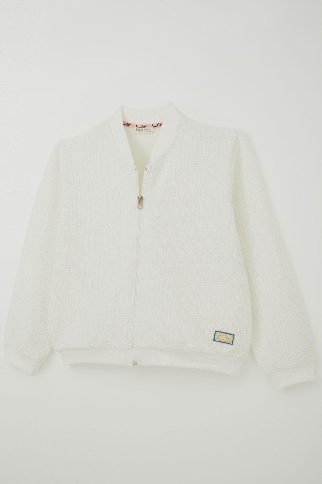 BRE Breeze Girl's Hoodie with Zipper and Arm Detail, 94 Years, Ecru - Stoke-on-Trent