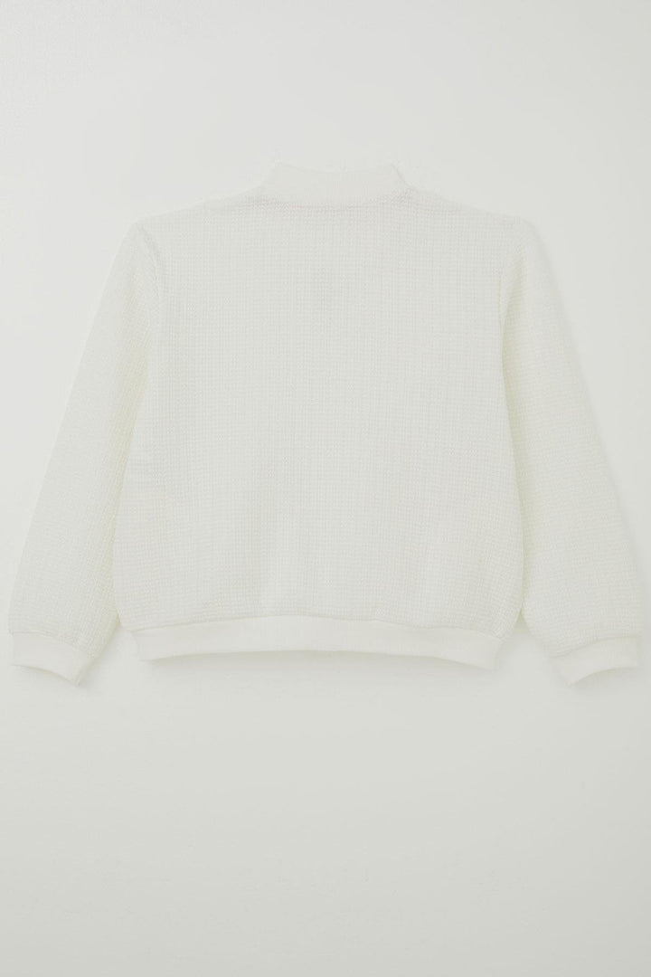 BRE Breeze Girl's Hoodie with Zipper and Arm Detail, 94 Years, Ecru - Stoke-on-Trent