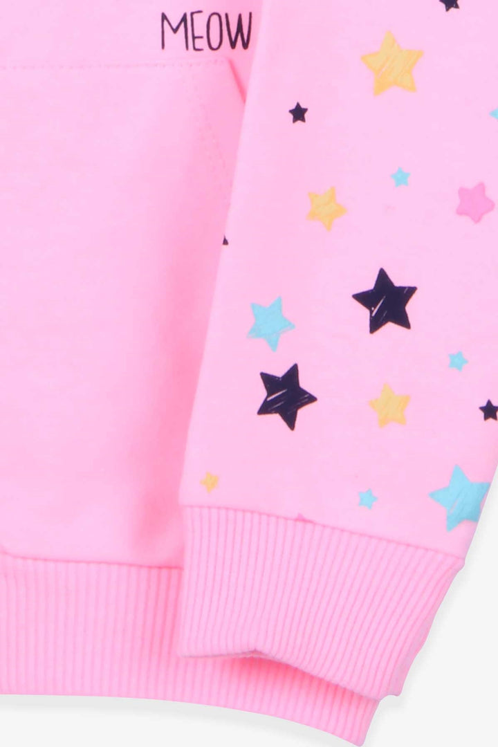 BRE Breeze Girl's Cardigan with Patterned Printed Sleeves, 1-4 Years, Powder - Caldwell