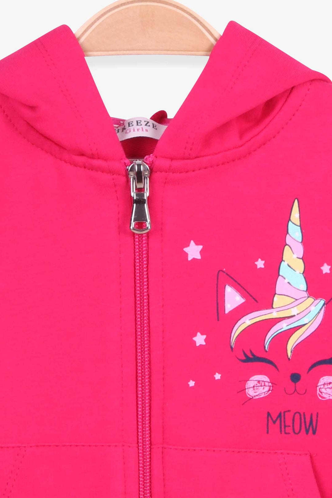 BRE Breeze Girl's Cardigan with Patterned Printed Sleeves, 1-4 Years, Fuchsia - Oildale