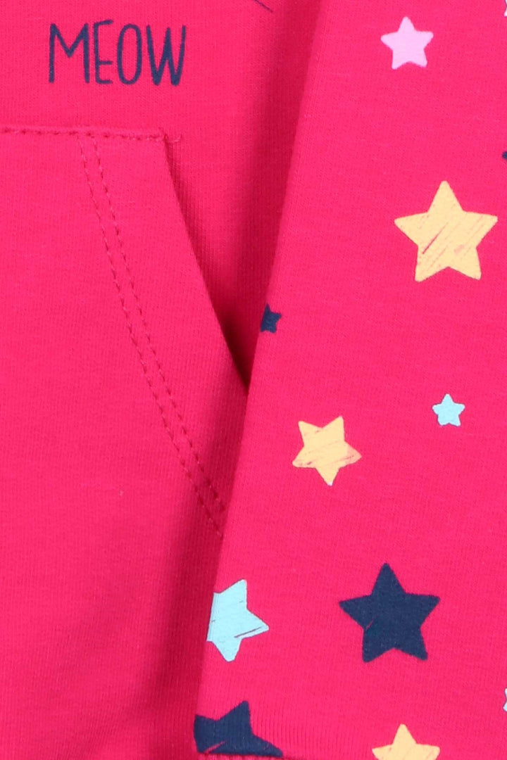 BRE Breeze Girl's Cardigan with Patterned Printed Sleeves, 1-4 Years, Fuchsia - Oildale