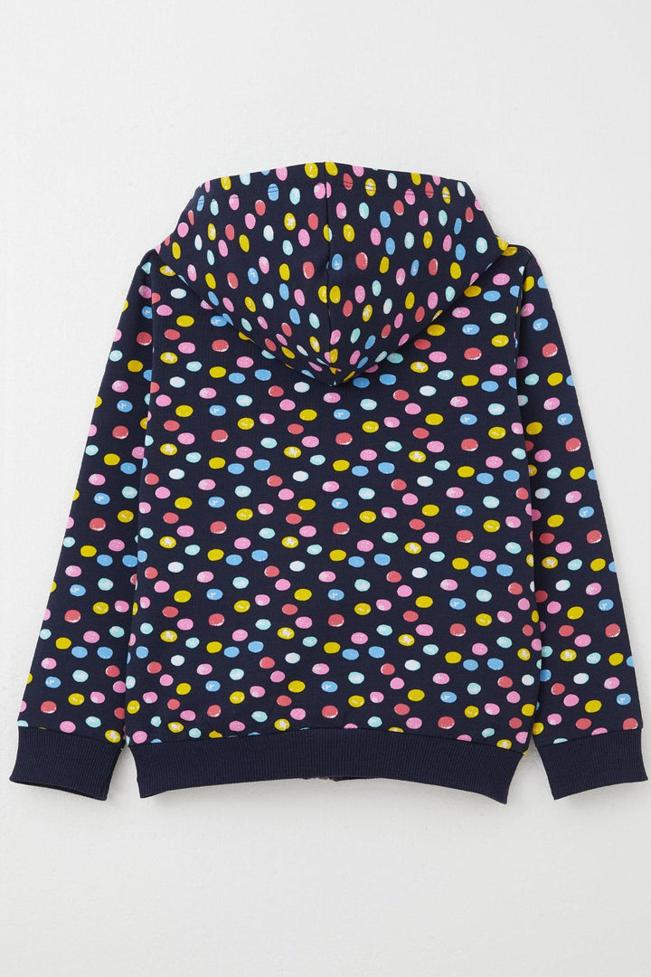 BRE Breeze Girl's Hoodie with Colorful Polka Dot Pattern Zipper 1-4 Years, Navy Blue - Tauranga