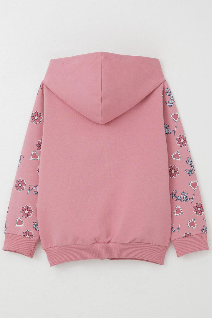 BRE Breeze Girl Child Cardigan Cute Girl Printed Sleeves Flower & Heart Patterned 1-4 Years, Rose Pink - Pioltello