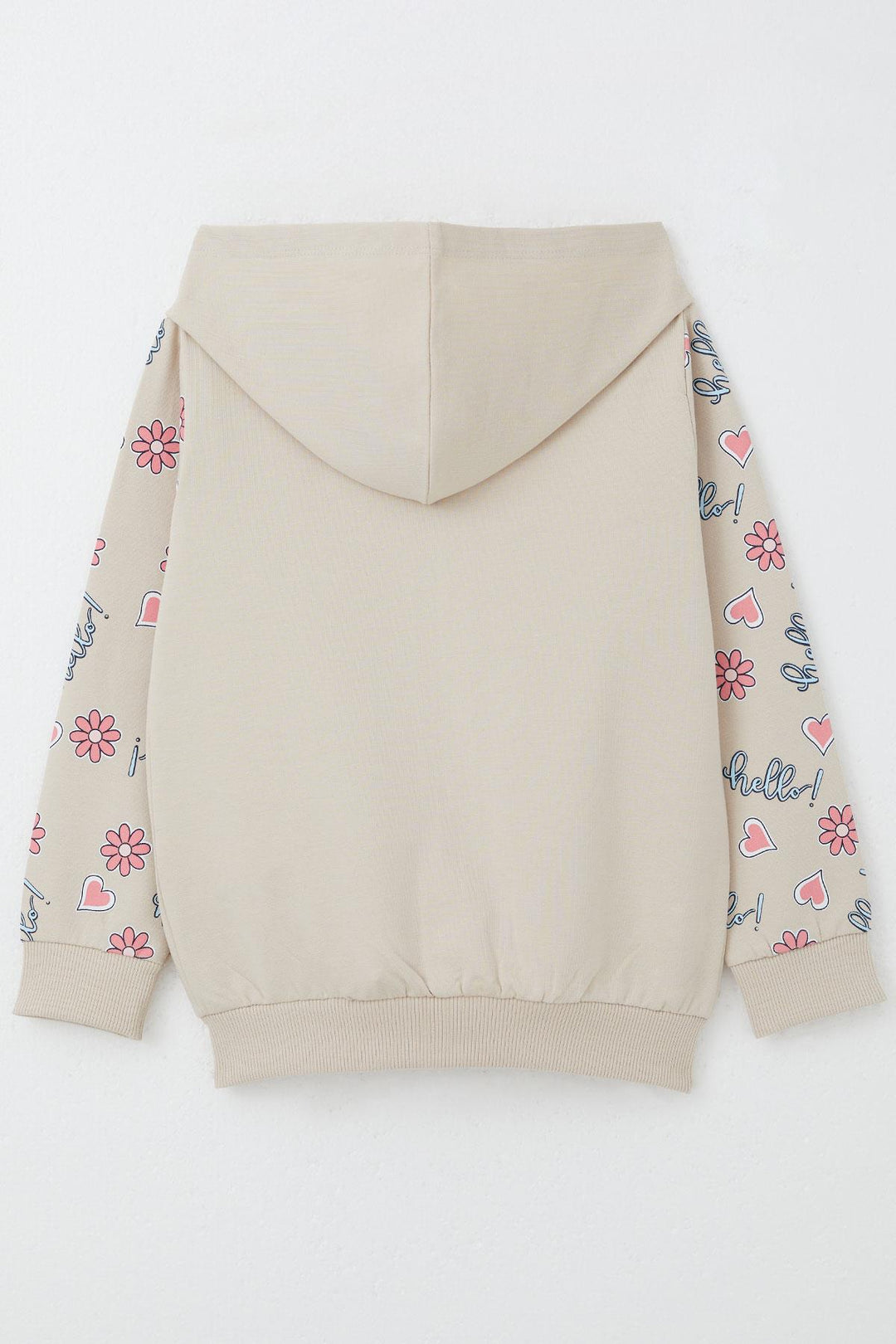 BRE Breeze Girl Child Cardigan Cute Girl Printed Sleeves Flower & Heart Patterned 1-4 Years, Beige - Roy