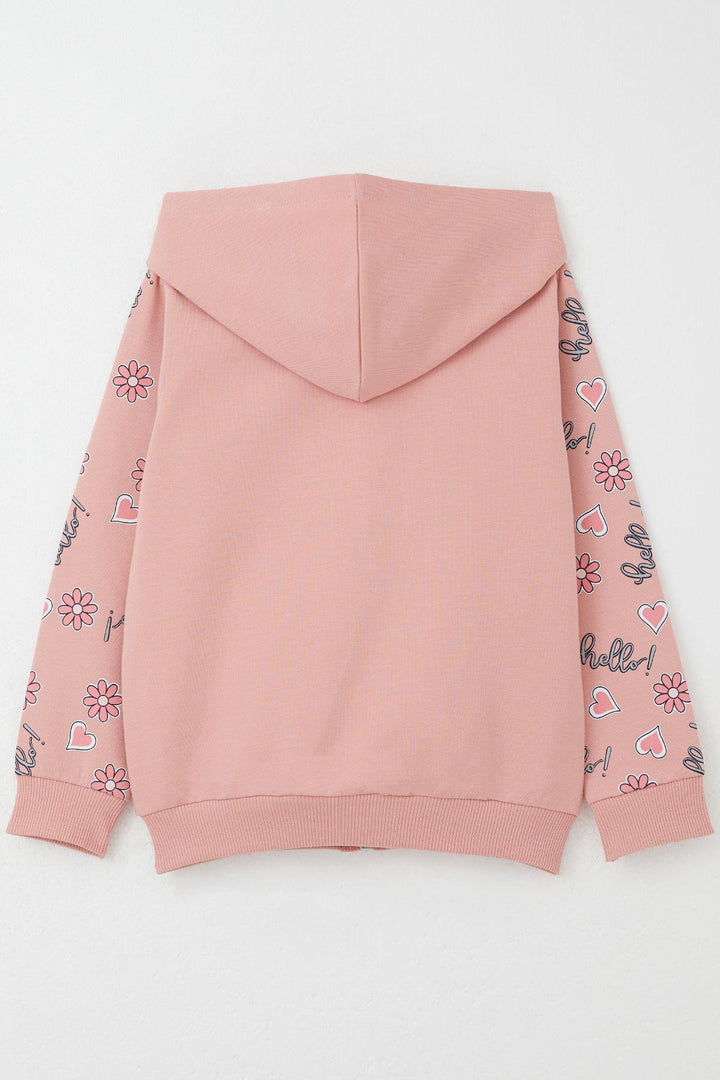 BRE Breeze Girl Child Cardigan Cute Girl Printed Sleeves Flower & Heart Patterned 1-4 Years, Rose Pink - Sittard