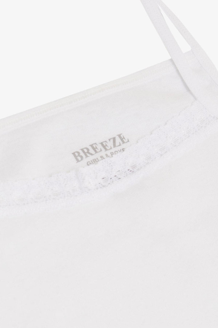 BRE Breeze Girl's Thin-Strapped Lace Tank Top, White, 33 Years - Carcassonne