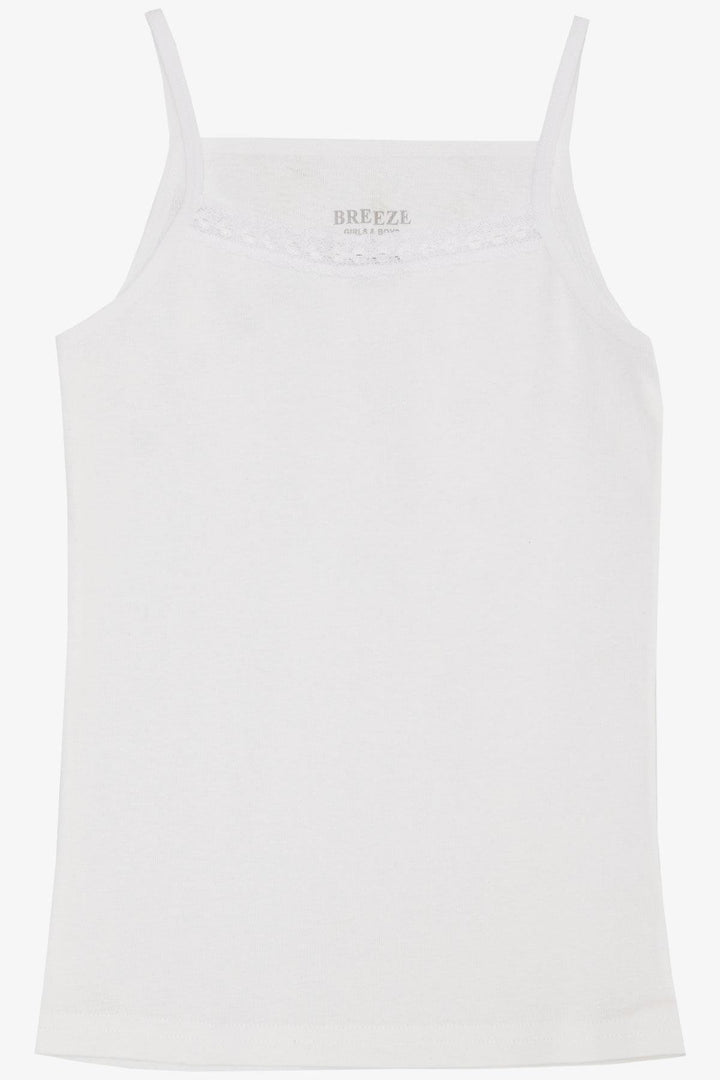 BRE Breeze Girl's Thin-Strapped Lace Tank Top, White, 33 Years - Carcassonne