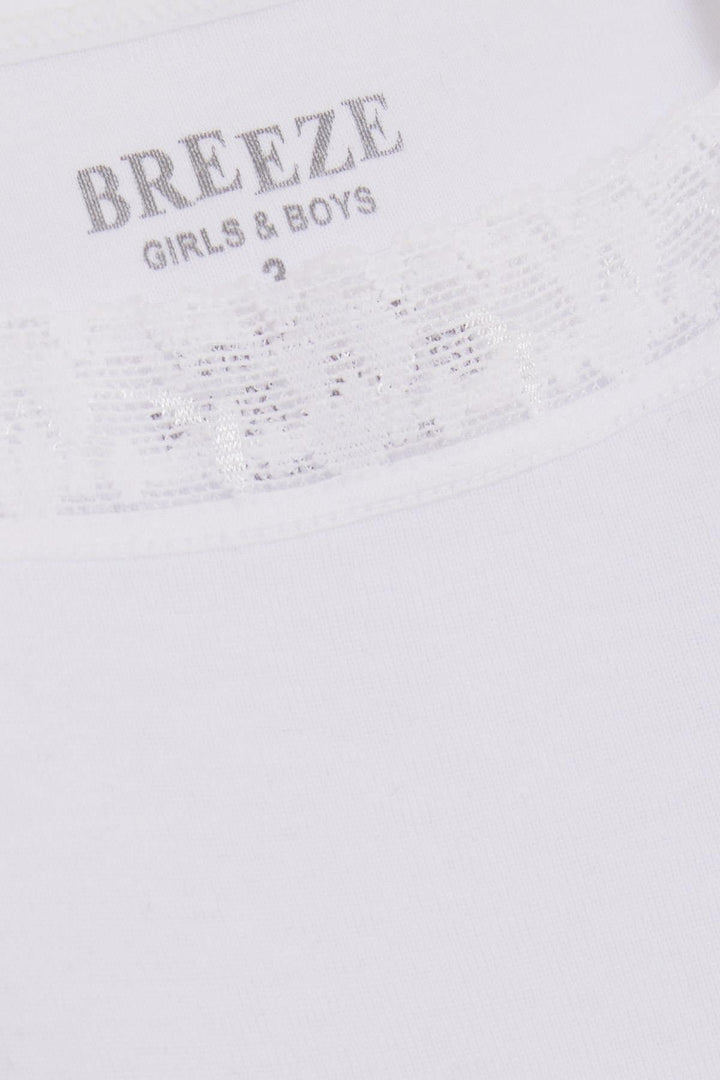 BRE Breeze تيشيرت بناتي من الدانتيل بأشرطة رفيعة، أبيض، 3-7 سنوات - Severn