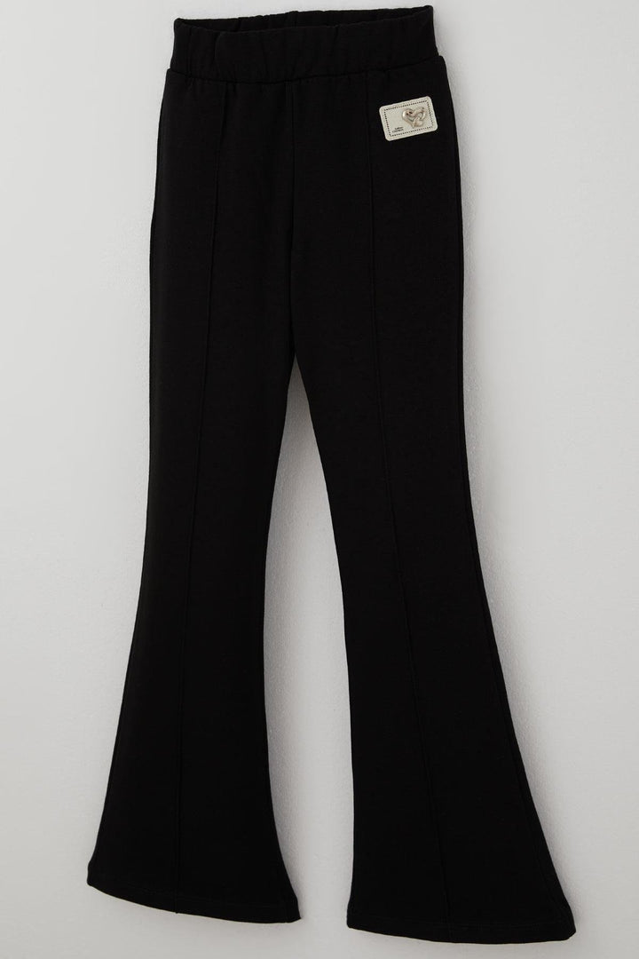 BRE Breeze Girl Child Spanish Bottom Leggings Decorative Metal Heart Embroidered Seam 84 Years, Black - Eisenach