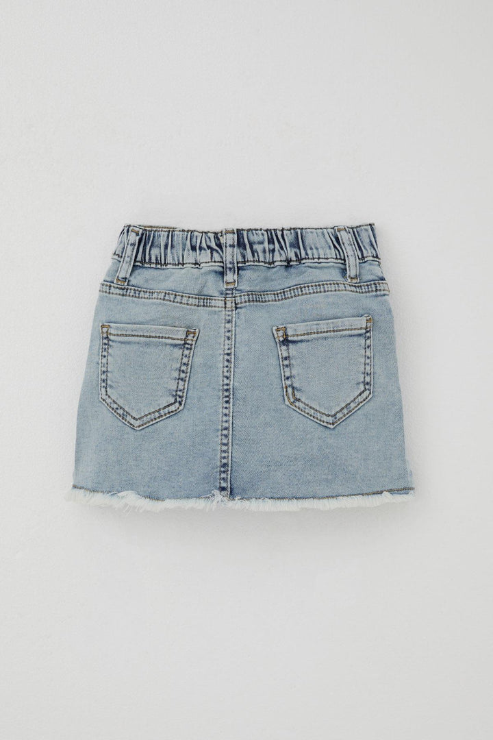 BRE Breeze Girl Child Denim Skirt with Butterfly Embroidery Button Detail 1.5-5 Years, Light Blue - Kortrijk