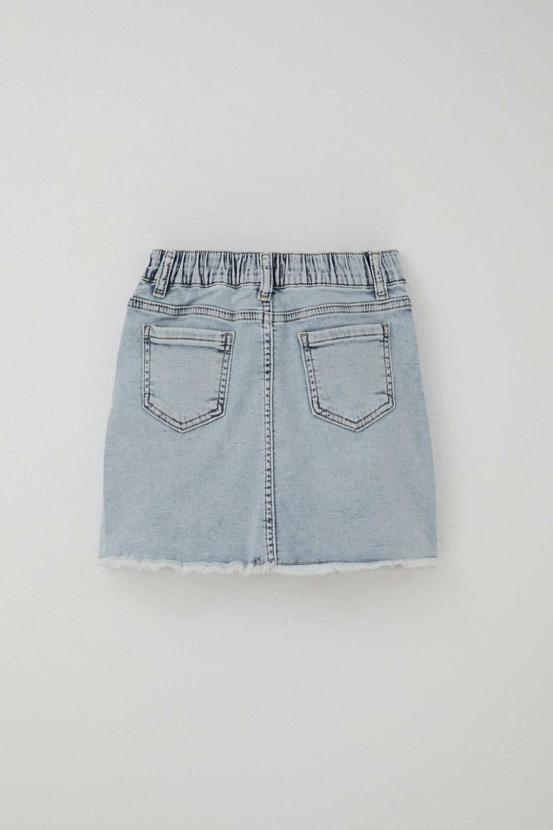 BRE Breeze Girl's Denim Skirt with Butterfly Embroidery and Button Detail, 60 Years, Light Blue - Petatlán