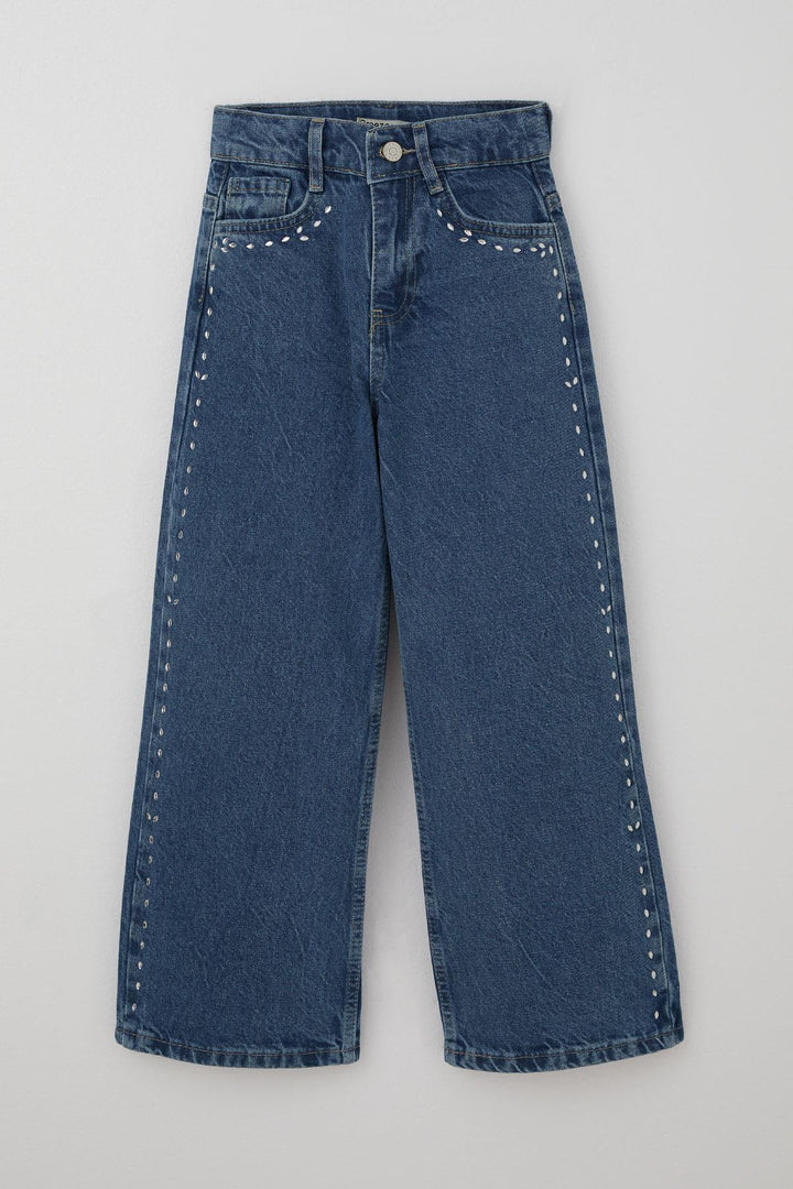 BRE Breeze Girl's Jeans with Droplet Stone Accessories, 5-9 Years, Blue - West Valley City