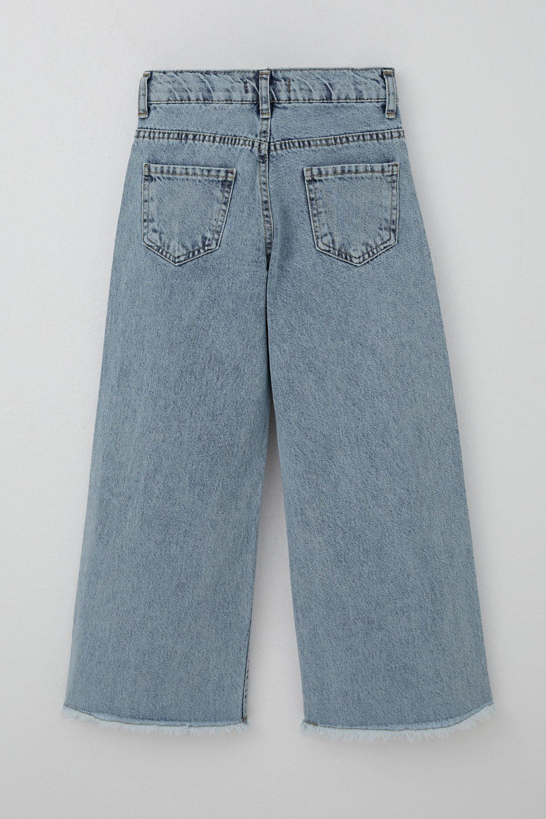 BRE Breeze Girl's Jeans with Bow Embroidery, Fringed Hem Detail, 82 Years, Light Blue - Lancaster