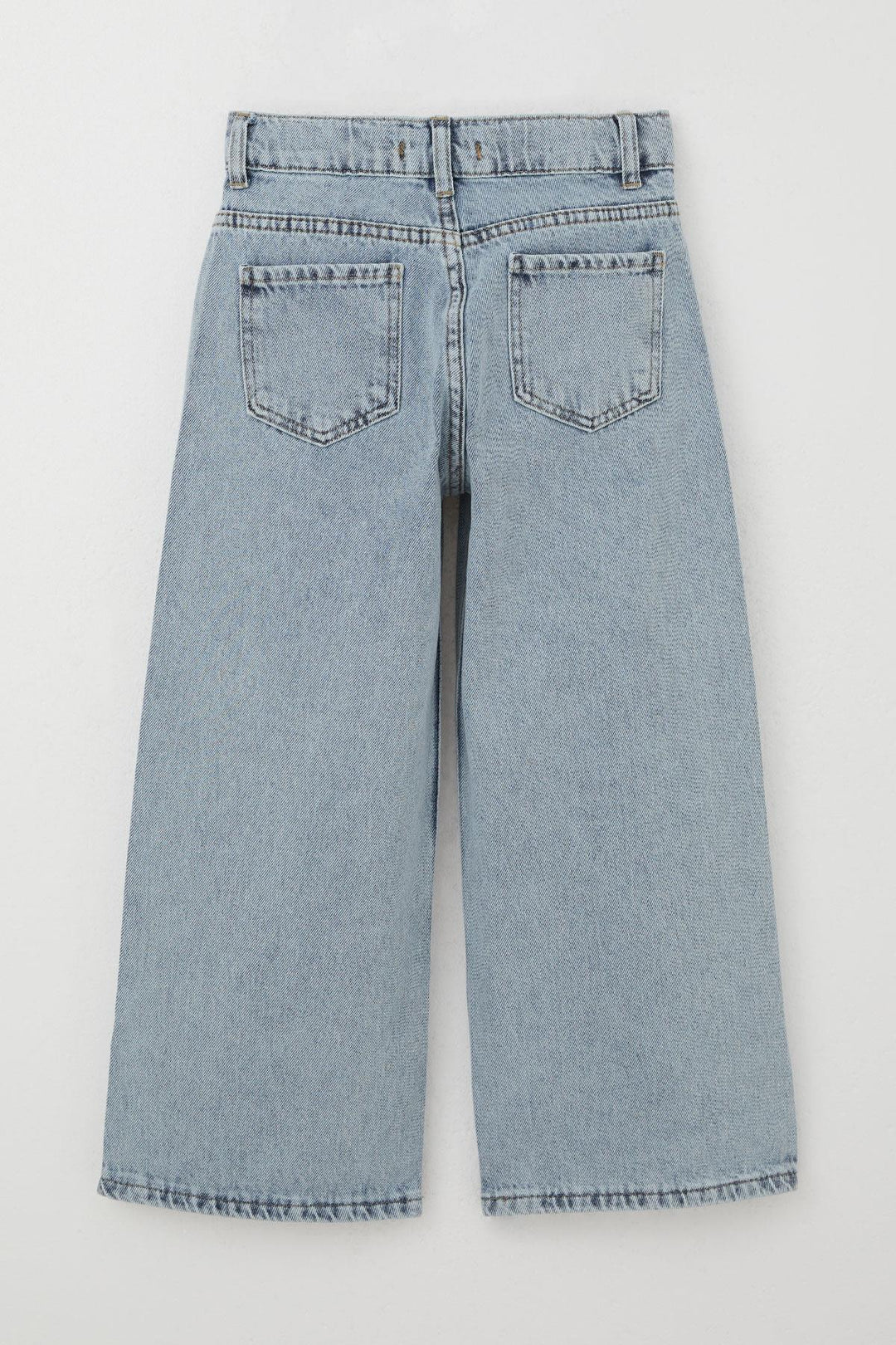 BRE Breeze Girl's Jeans with Bow Embroidery Wide Leg 84 Years, Light Blue - Downers Grove