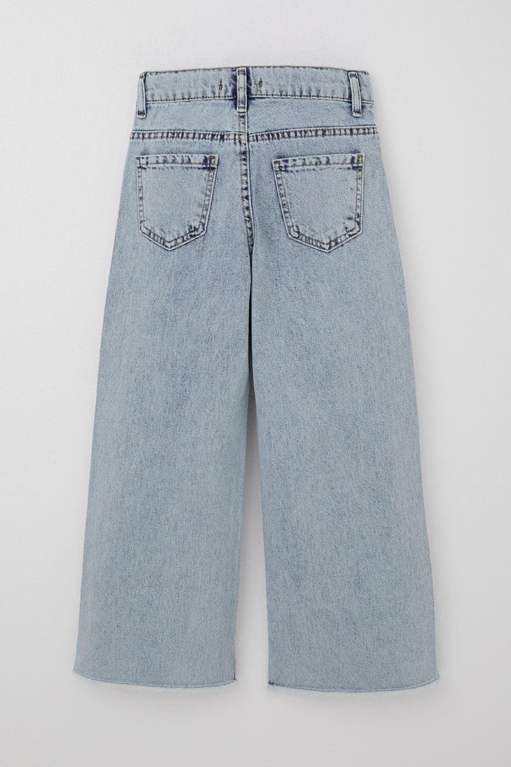 BRE Breeze Girl's Jeans with Butterfly Embroidery and Tasseled Hem, 84 Years, Light Blue - Arlington