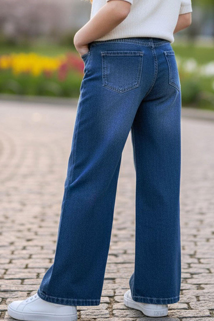 BRE Breeze Kız Çocuk Jean Pantolon Kelebek Nakışlı 5-9 Yaş, Mavi - Provo