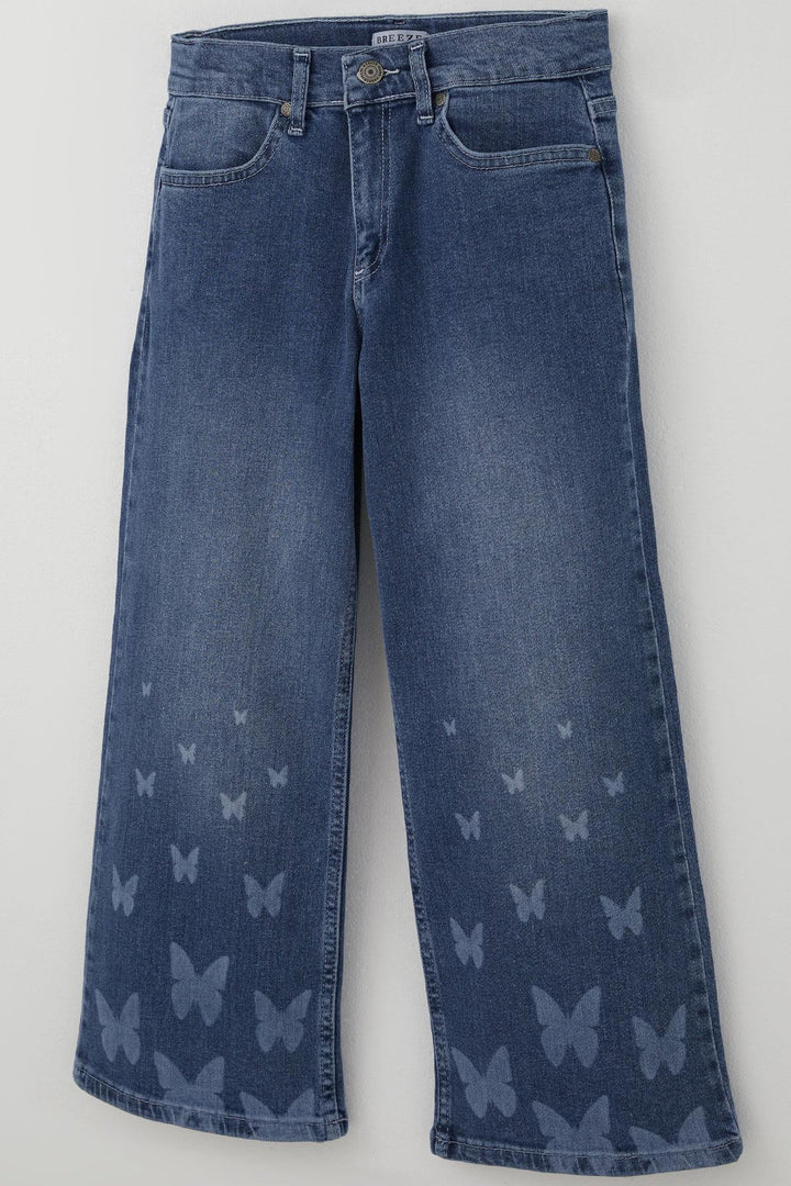 BRE Breeze Girl Child Jeans Pants with Butterfly Print Detail on Hem, 62 Years, Blue - Eisenach